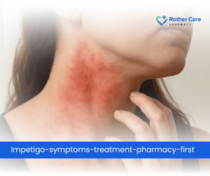 Inflamed red skin rash on the neck showing signs of irritation