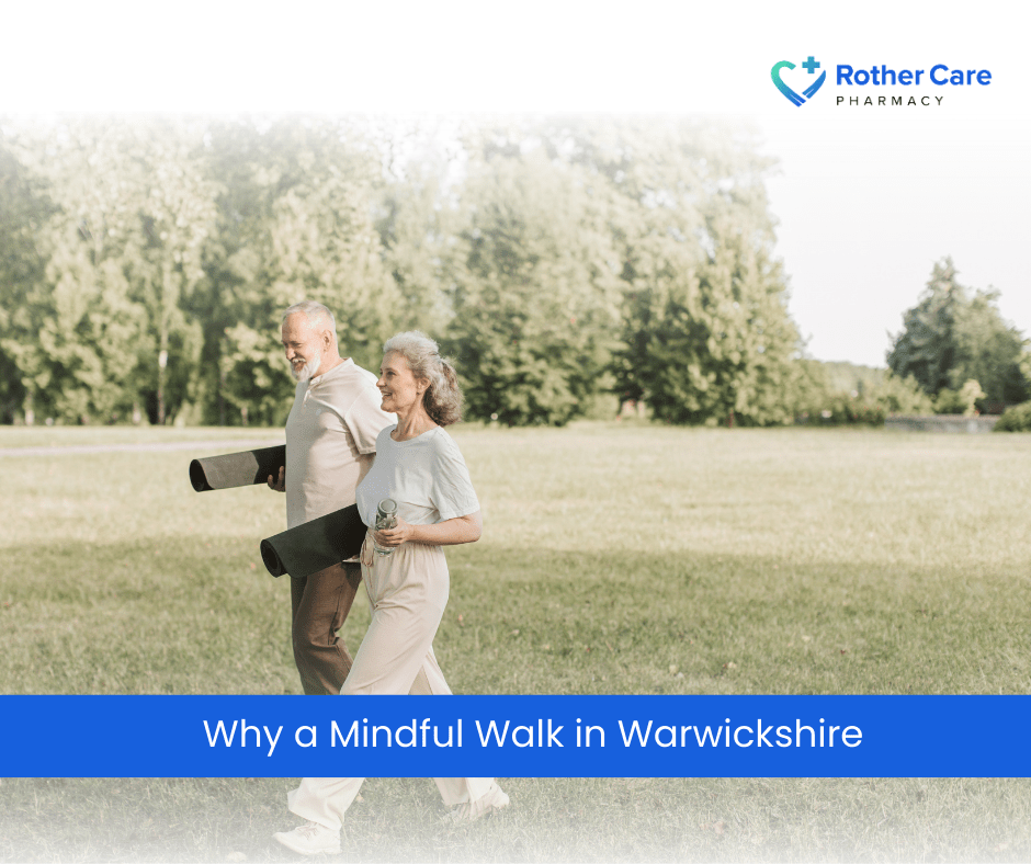 Peaceful mindful walking path on Stratford Greenway surrounded by trees in Warwickshire